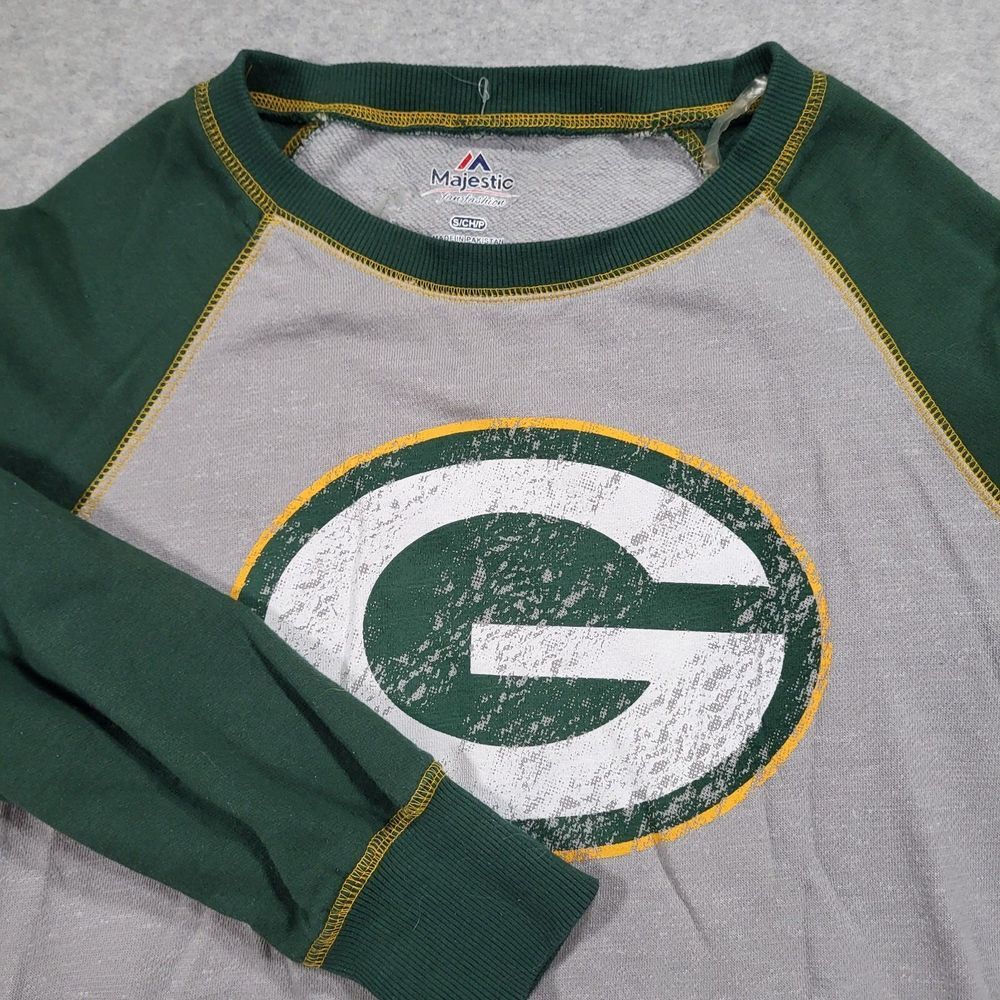 Green Bay Packers Womens Small Majestic Fan Fashion Gray Green‎ Sweatshirt